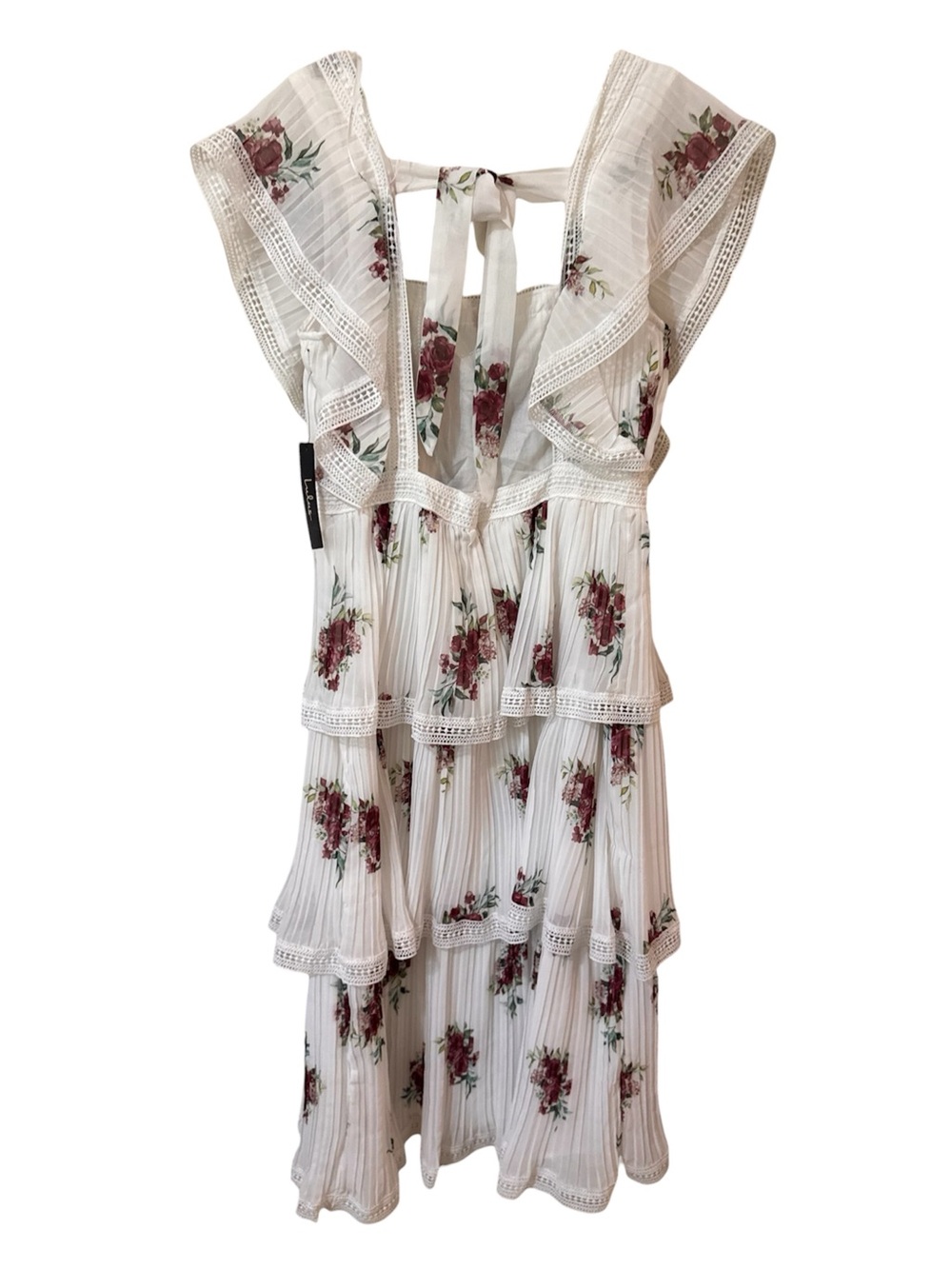 NWT Thriving Romance White Floral Print Tiered Midi Dress size L - Picture 3 of 10